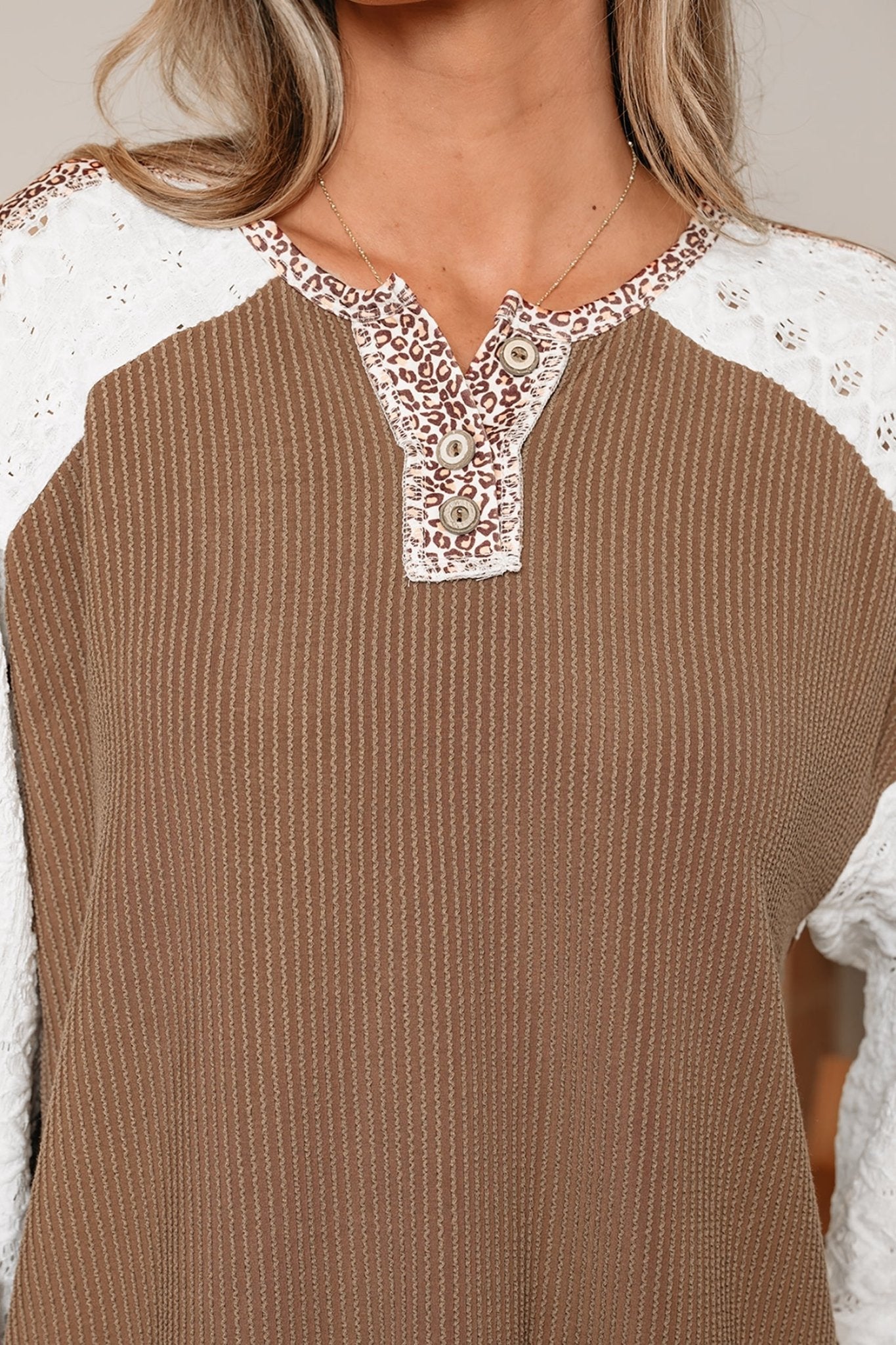 Isabella Lace Contrast Patchwork Long Sleeve Top by Threaded Pear - Free Spirited