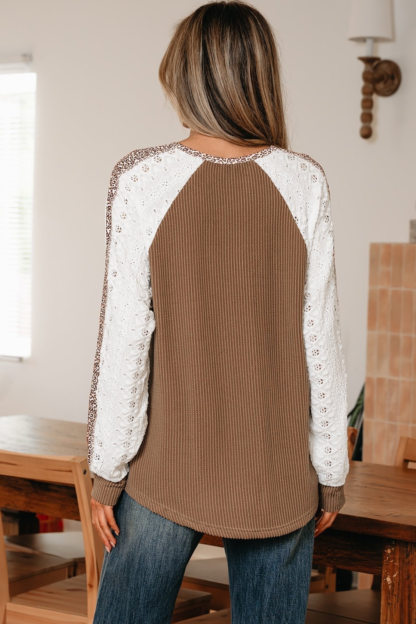 Isabella Lace Contrast Patchwork Long Sleeve Top by Threaded Pear - Free Spirited