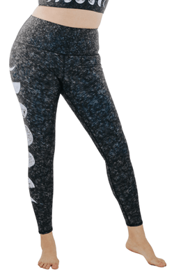 Just a Dark Moon Phase Printed Yoga Leggings - Free Spirited