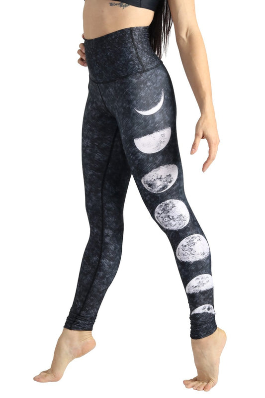 Just a Dark Moon Phase Printed Yoga Leggings - Free Spirited