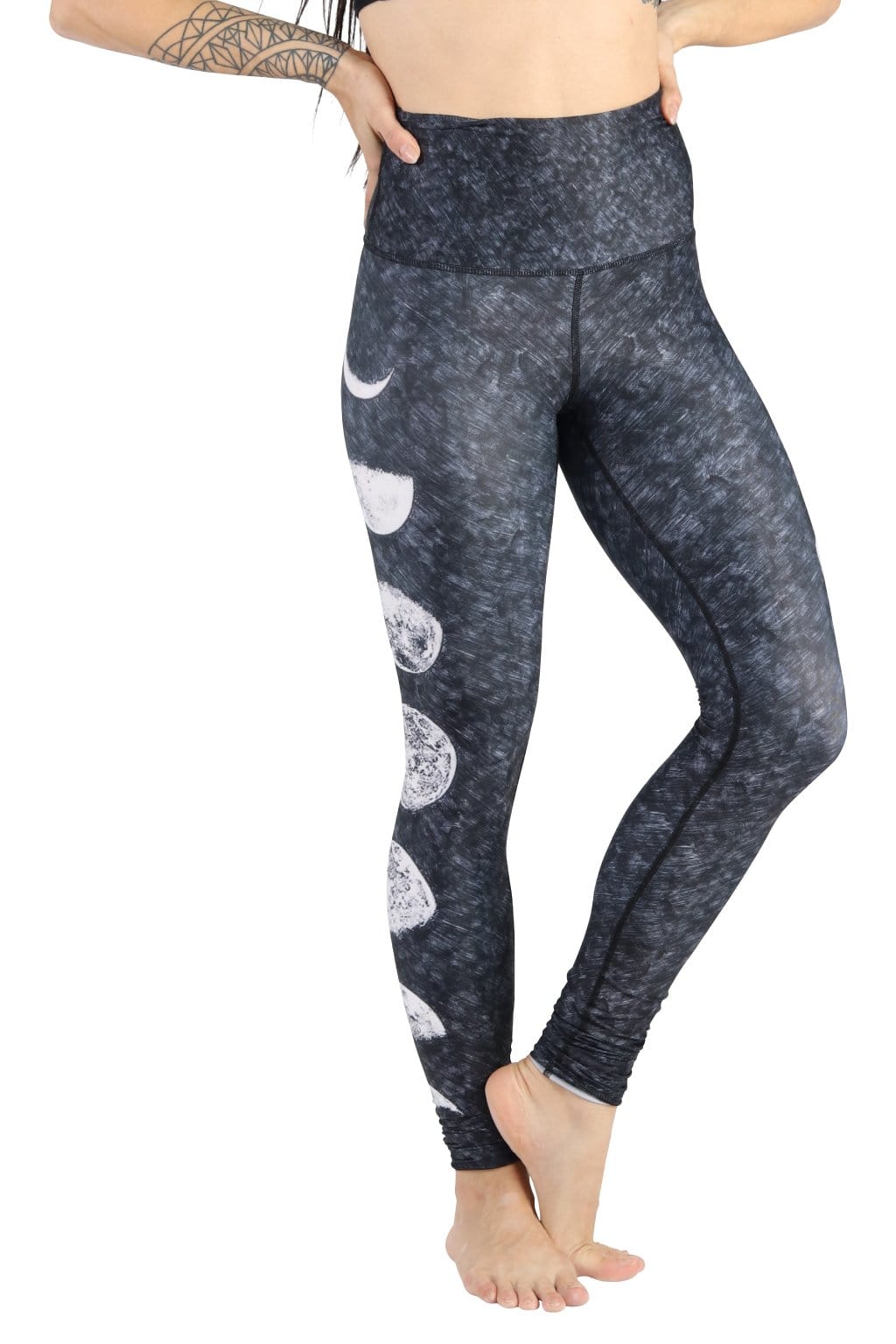 Just a Dark Moon Phase Printed Yoga Leggings - Free Spirited