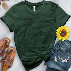 Just Breathe Dandelion Black Tee - Free Spirited