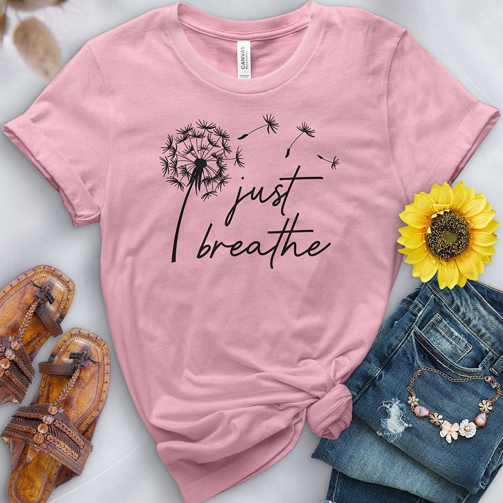 Just Breathe Dandelion Black Tee - Free Spirited