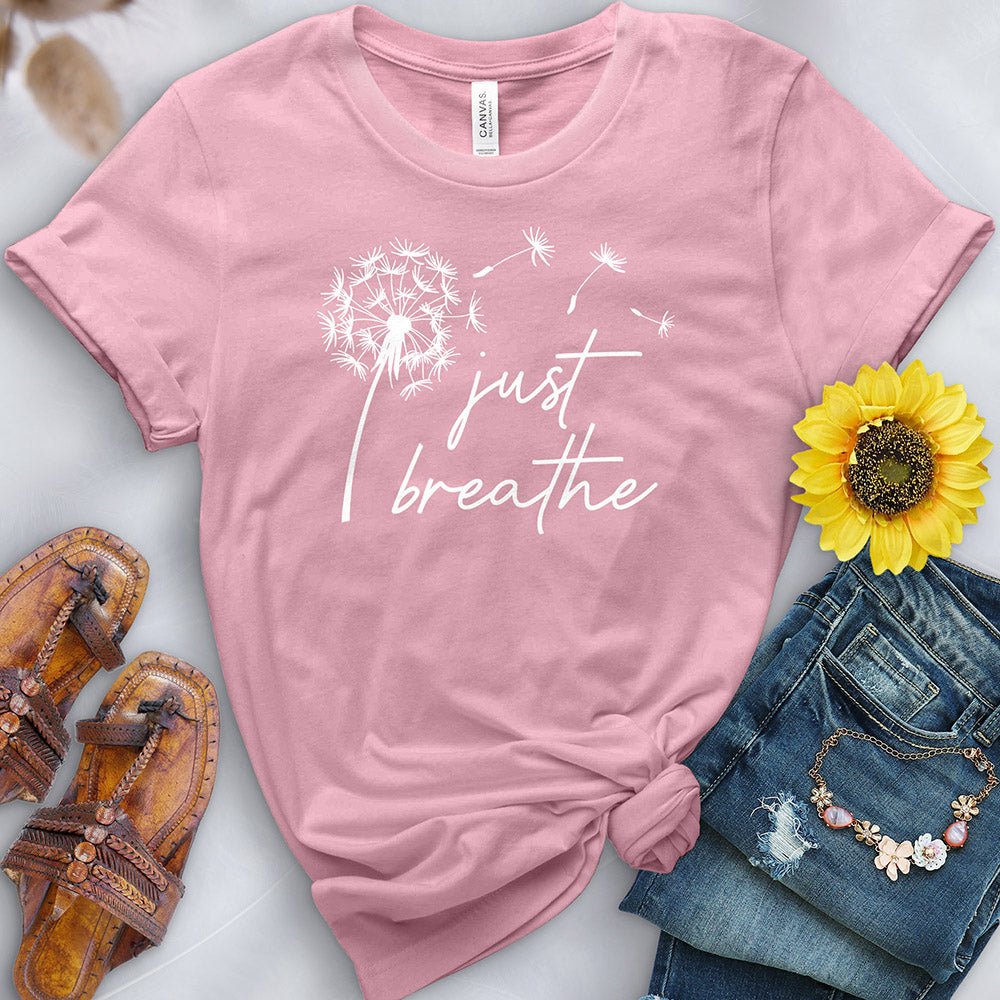 Just Breathe Dandelion White Tee - Free Spirited