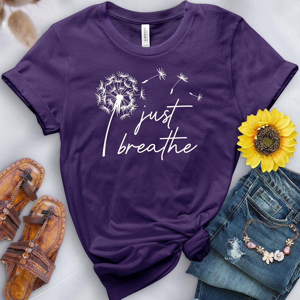 Just Breathe Dandelion White Tee - Free Spirited