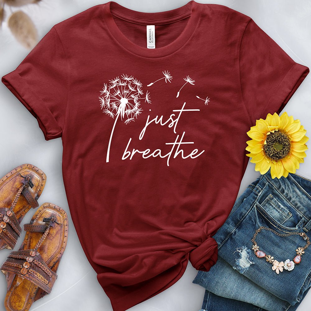 Just Breathe Dandelion White Tee - Free Spirited