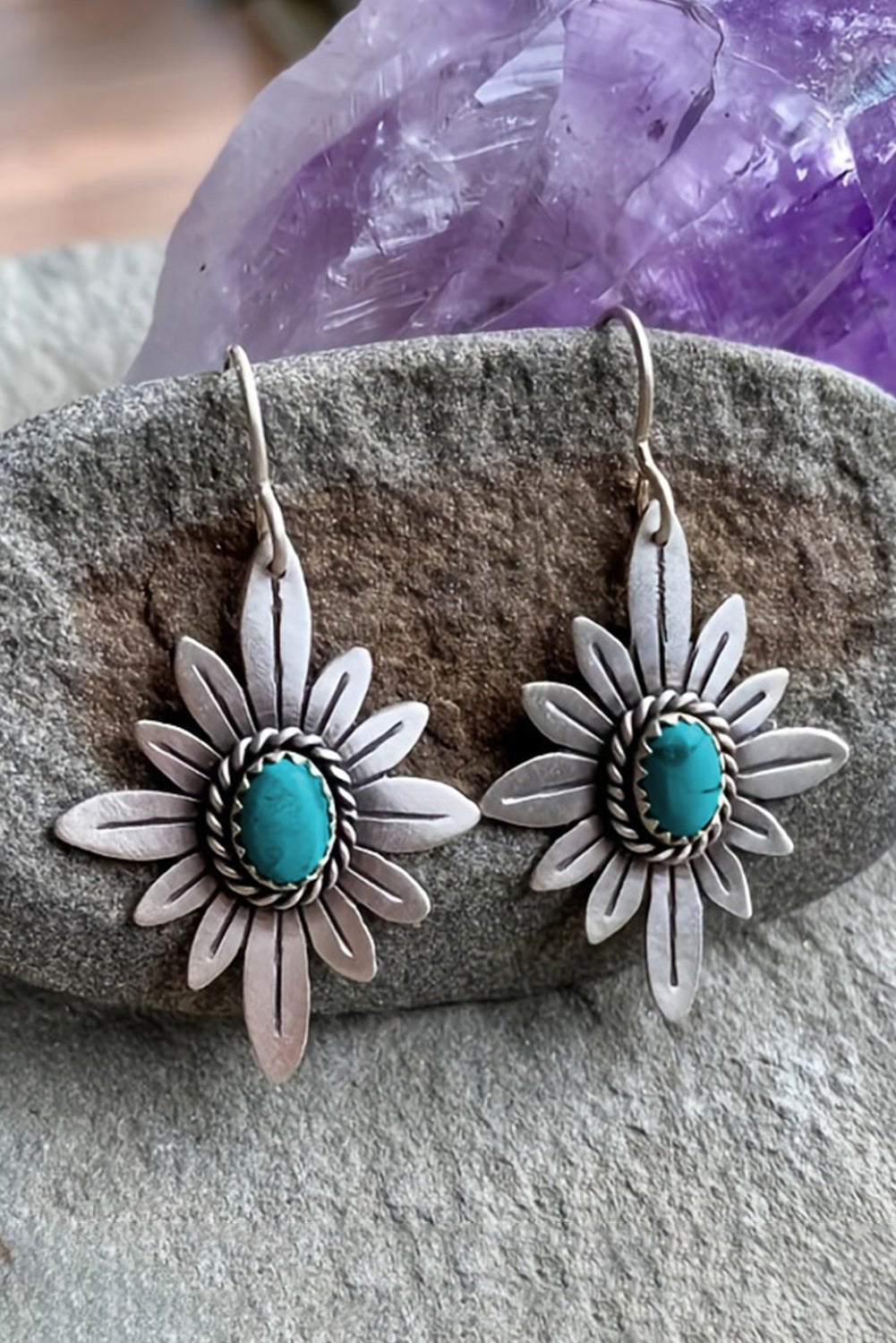 Kahlani Flower Shape Hook Earrings by Threaded Pear - Free Spirited
