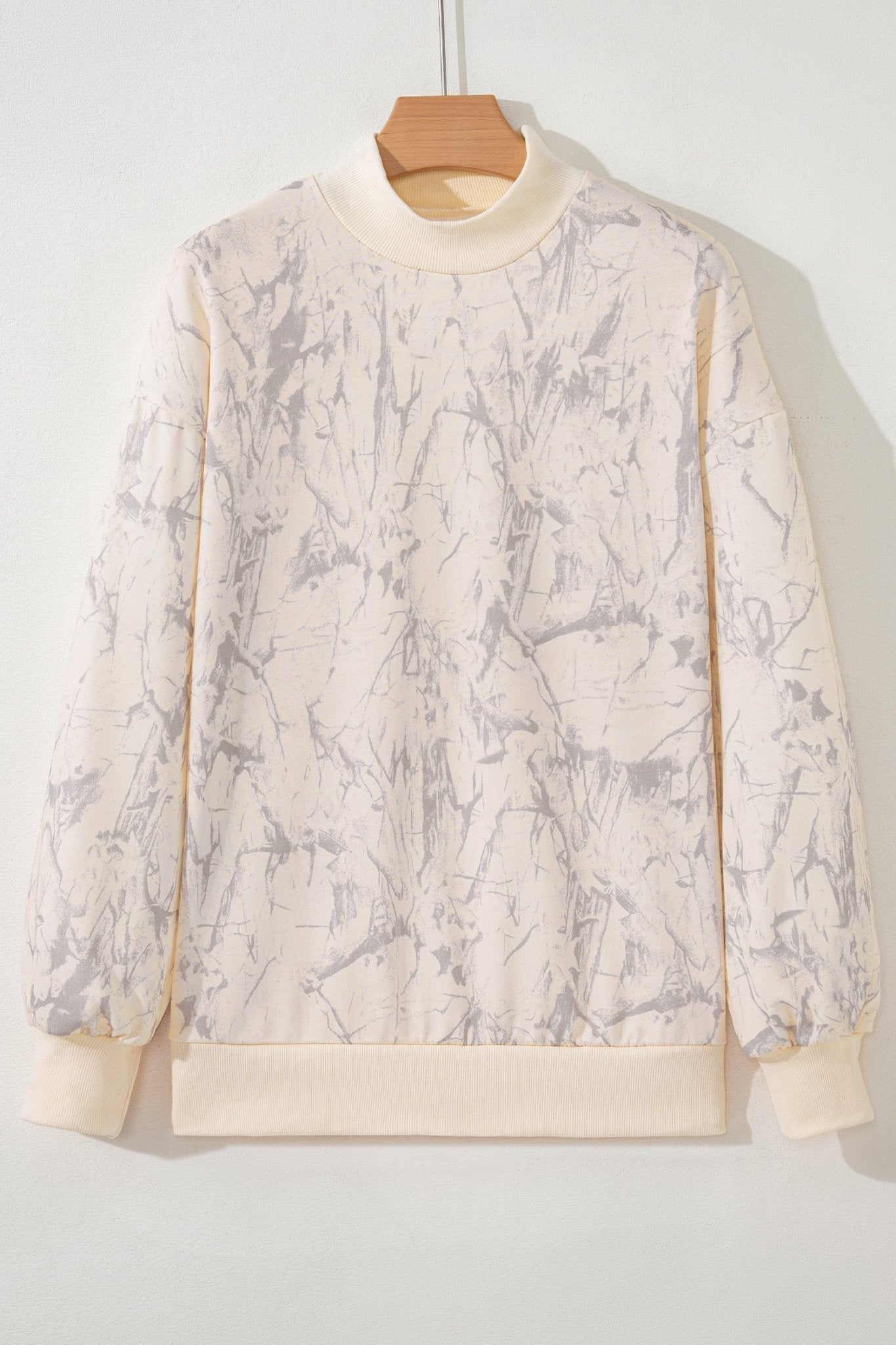 Khaki Camo Mock Neck Baggy Sweatshirt - Free Spirited