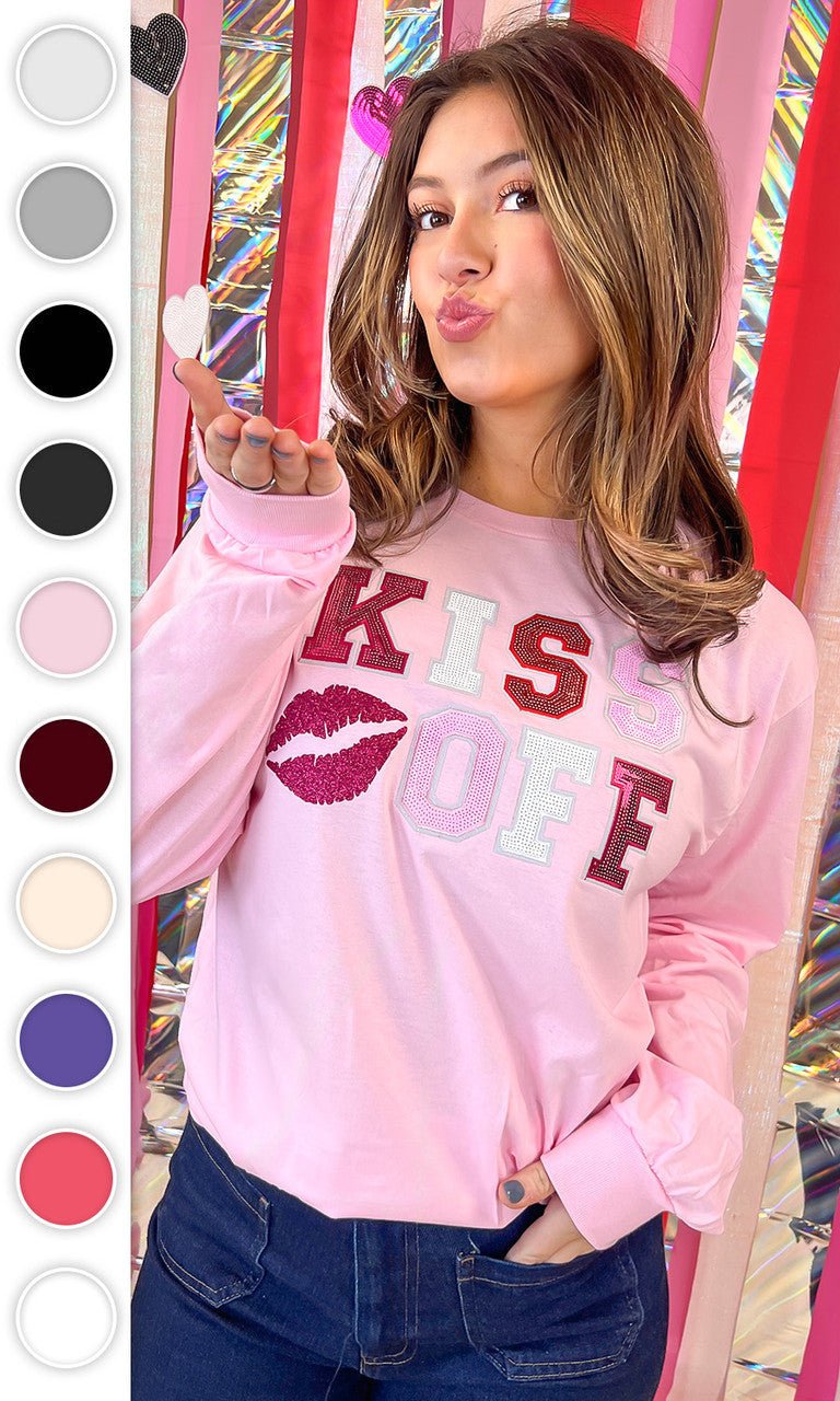 Kiss Of Valentine Sequin Graphic Long Sleeve T-Shirt - Free Spirited