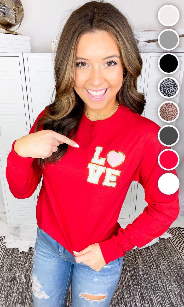 Love Chenille Left Chest Longsleeve - Free Spirited