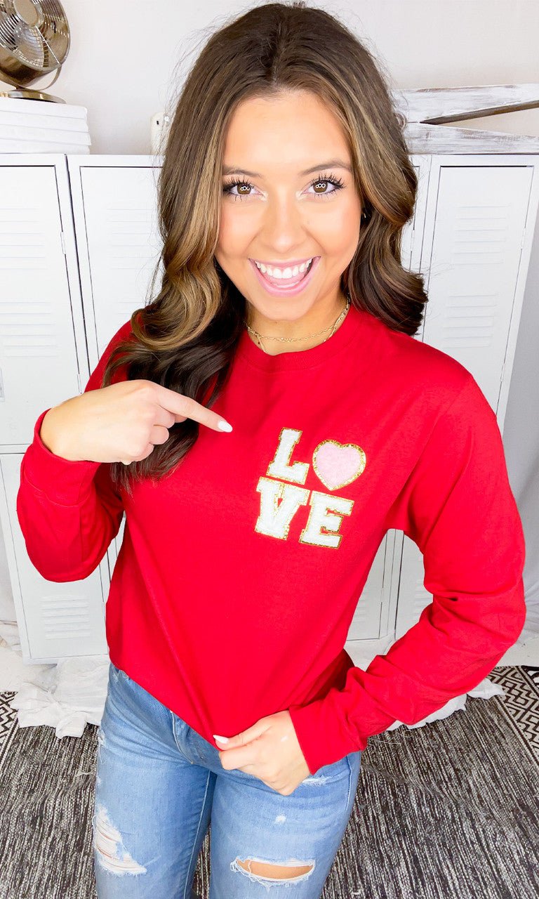 Love Chenille Left Chest Longsleeve - Free Spirited