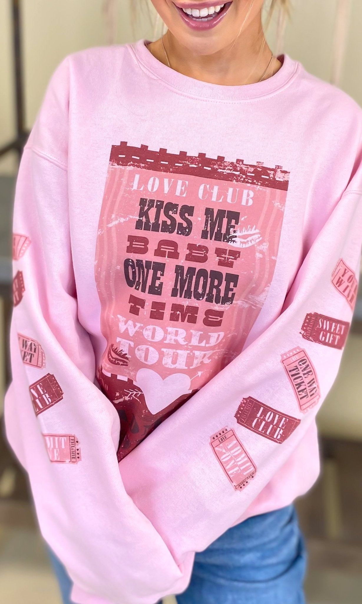 Love Club Ticket Graphic Sweatshirt - Free Spirited