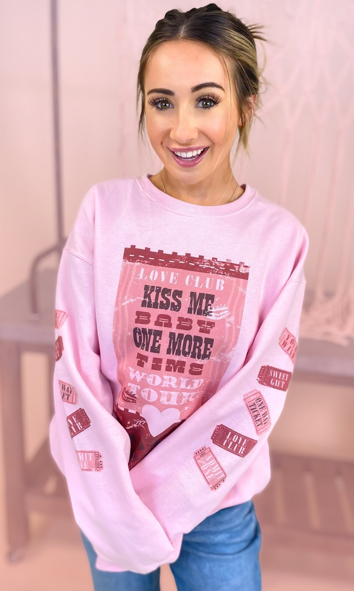 Love Club Ticket Graphic Sweatshirt - Free Spirited
