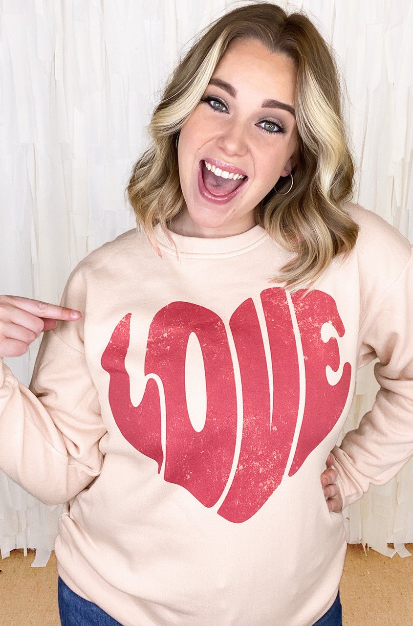 Love Heart Distress Sweatshirt - Free Spirited