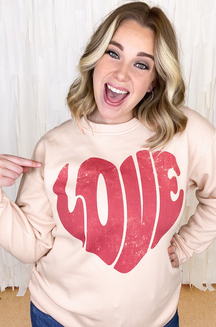 Love Heart Distress Sweatshirt - Free Spirited