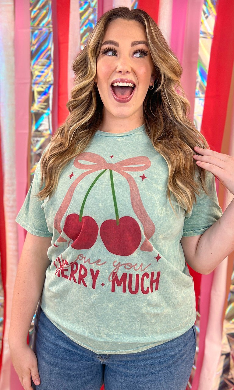 Love You Cherry Much Mineral Washed Graphic T-Shirt - Free Spirited