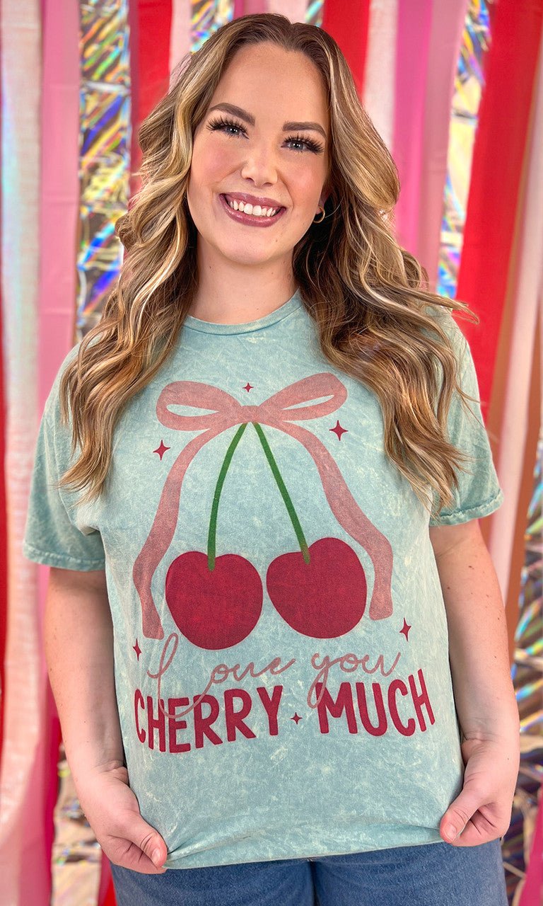 Love You Cherry Much Mineral Washed Graphic T-Shirt - Free Spirited