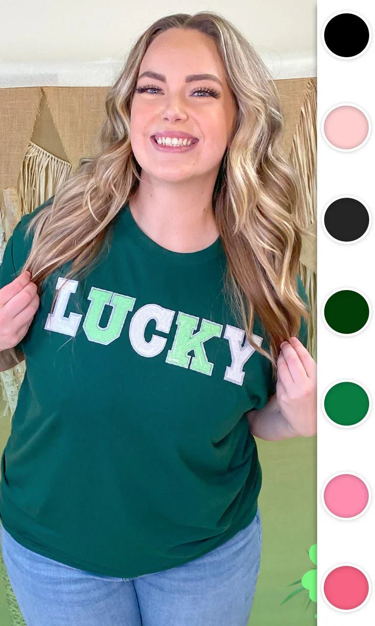 Lucky St Patrick's Day Sequin Graphic T-Shirt - Free Spirited
