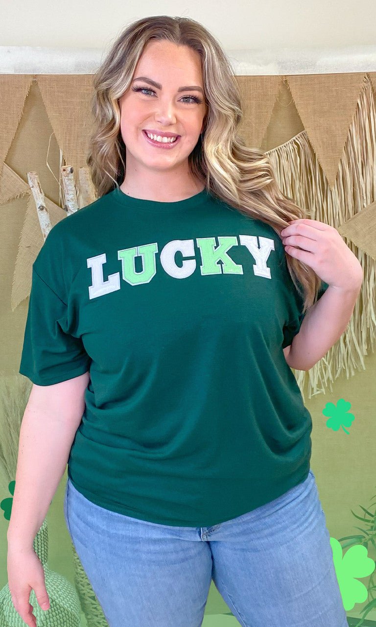 Lucky St Patricks Day Sequin Graphic T-Shirt - Free Spirited