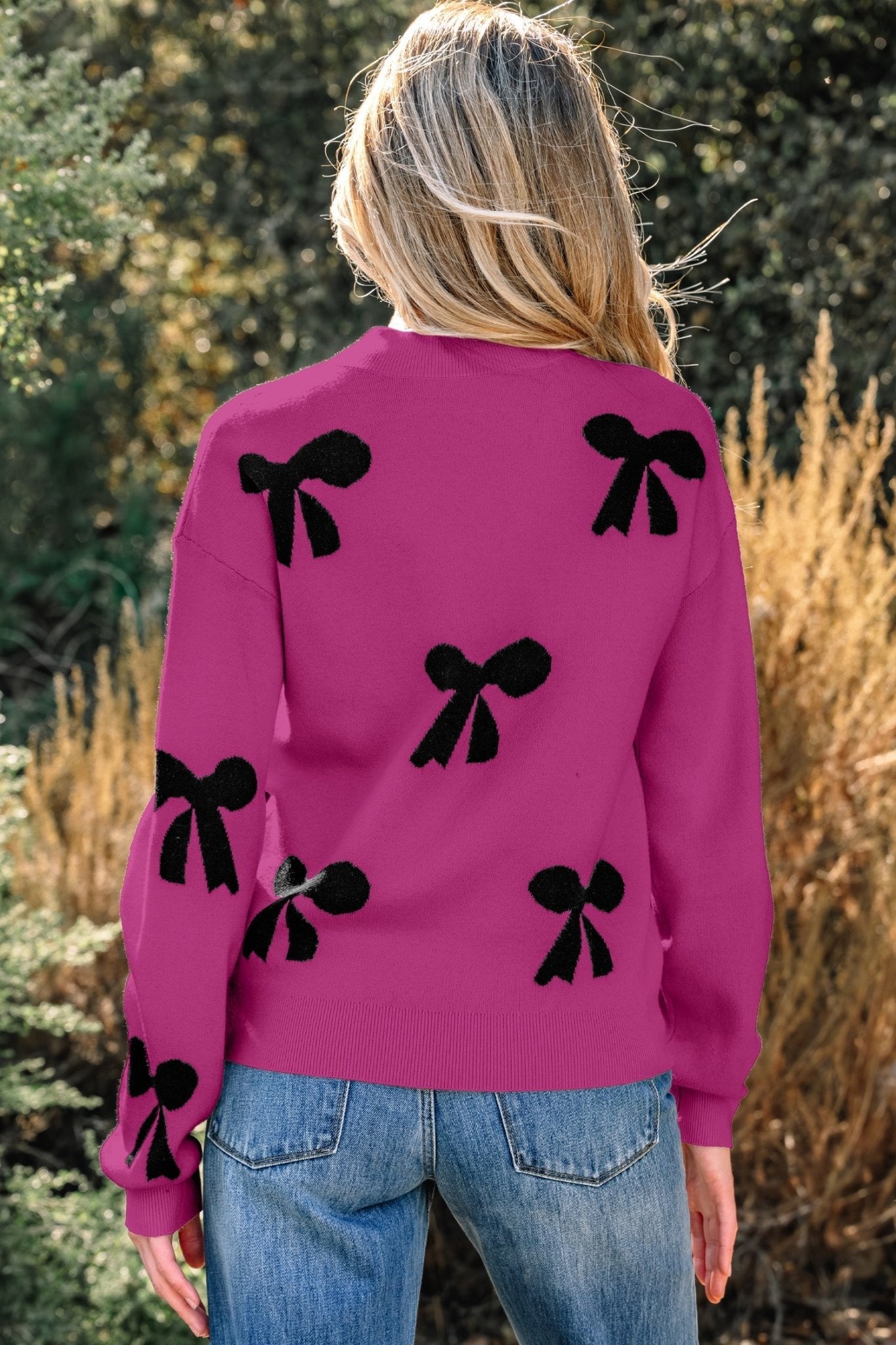 Lucy Bow Pattern Loose Sweater by Threaded Pear - Free Spirited
