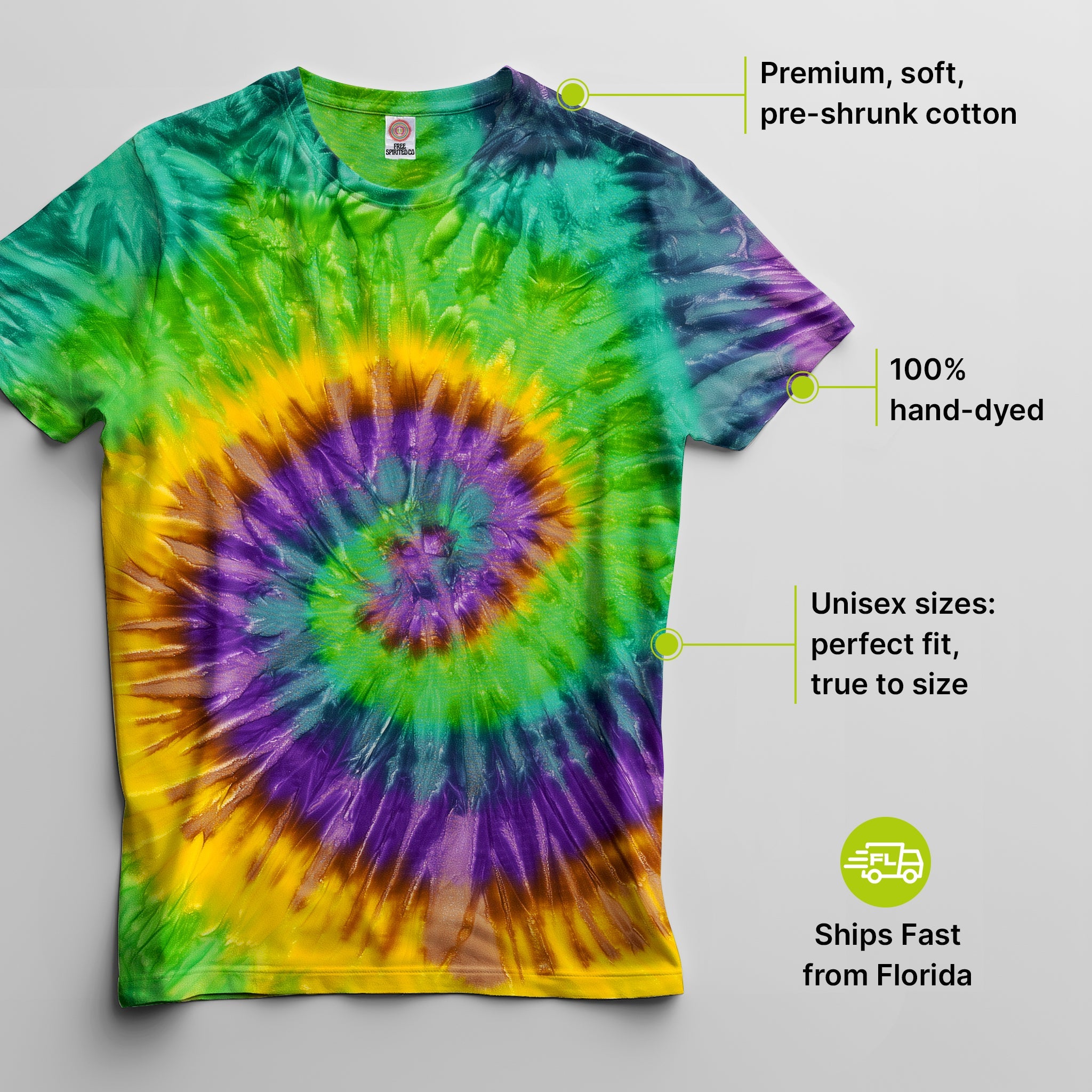 Mardi Gras Premium Hand - Dyed Comfort Shirt - Free Spirited