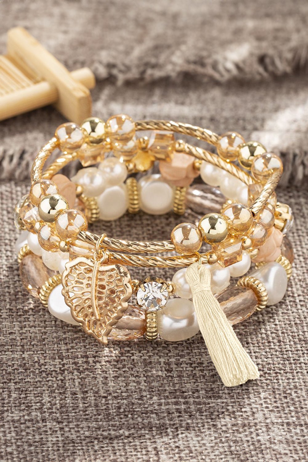 Mariana Beaded Fringed Layered Bracelet by Threaded Pear - Free Spirited