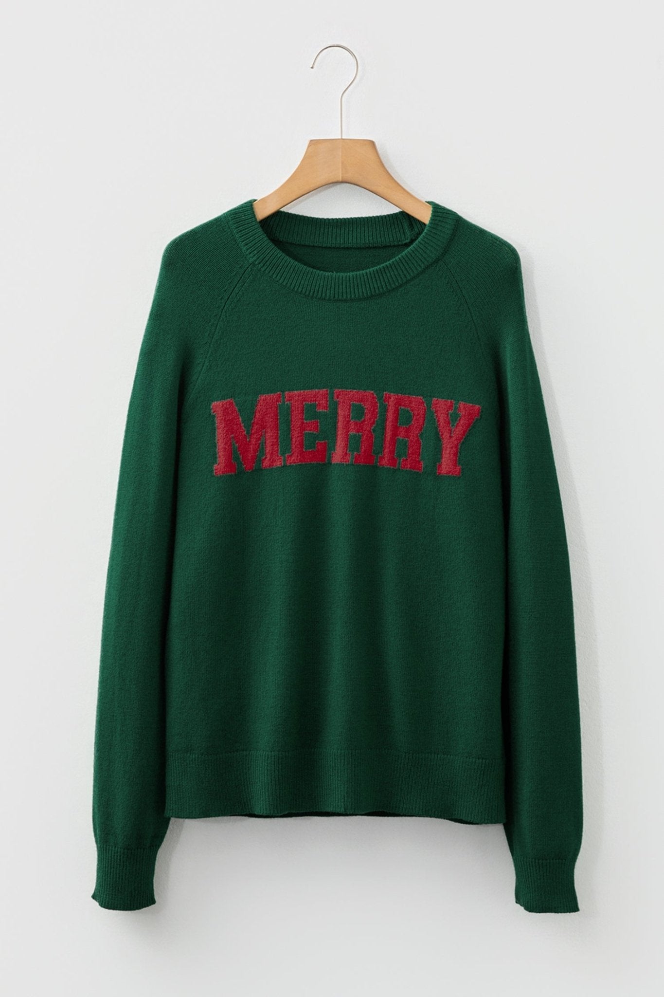 Merry Christmas Raglan Sleeve Sweater - Free Spirited
