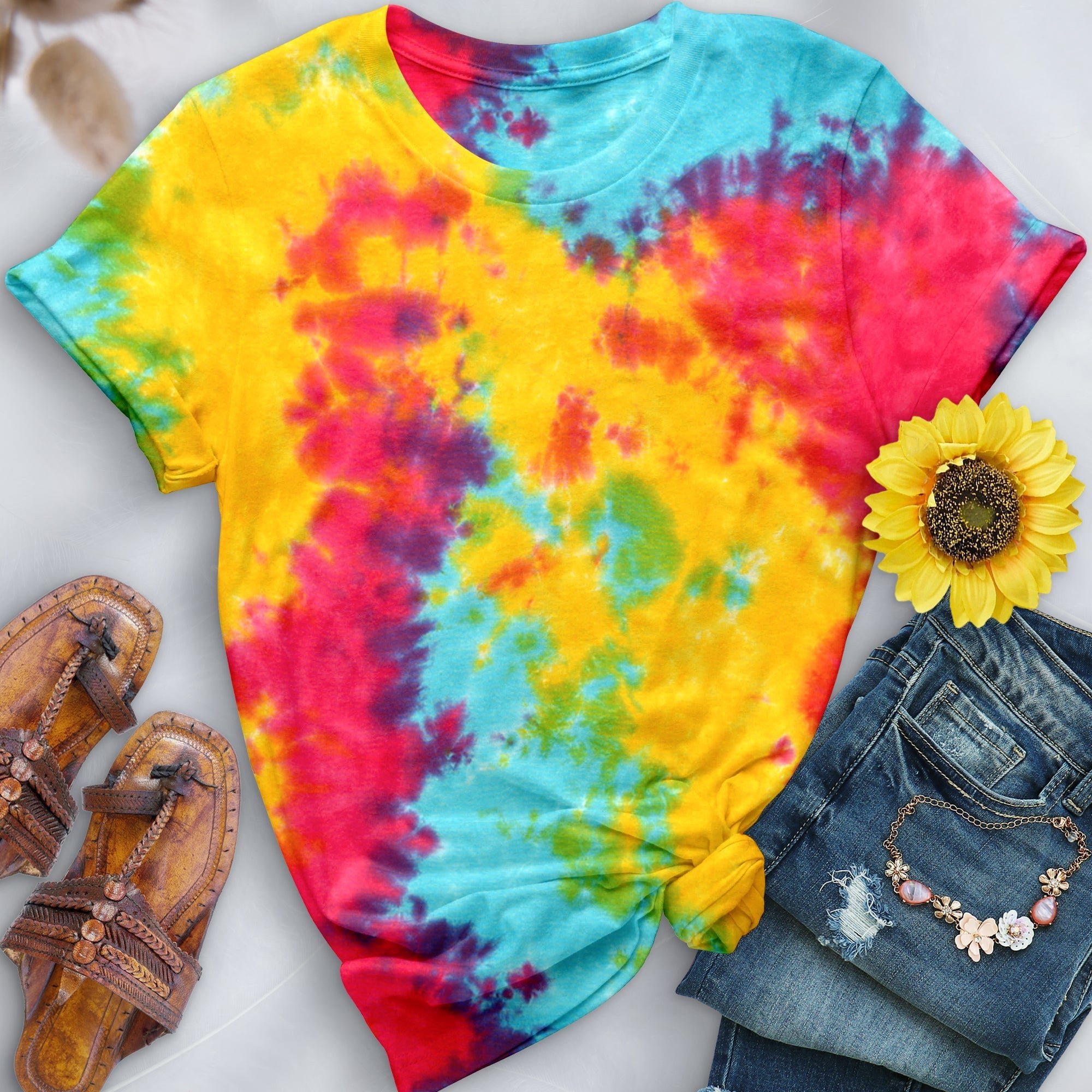 Multi Rainbow Premium Hand-Dyed Comfort Shirt - Free Spirited