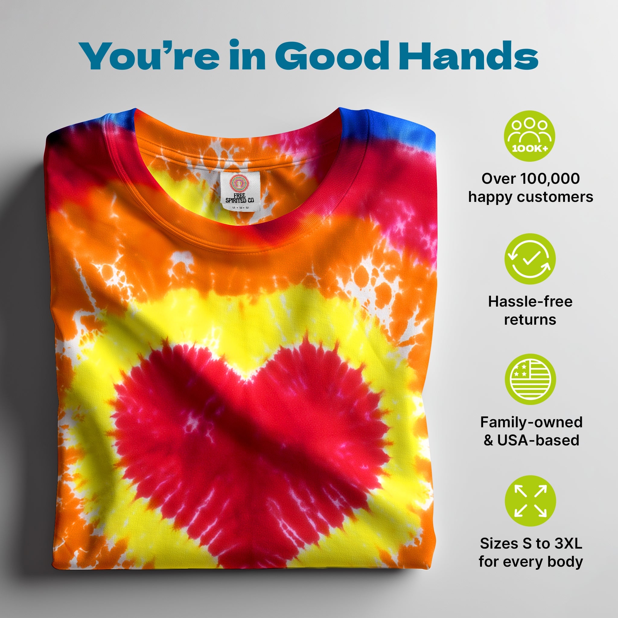 Multicolor Heart Premium Hand - Dyed Comfort Shirt - Free Spirited