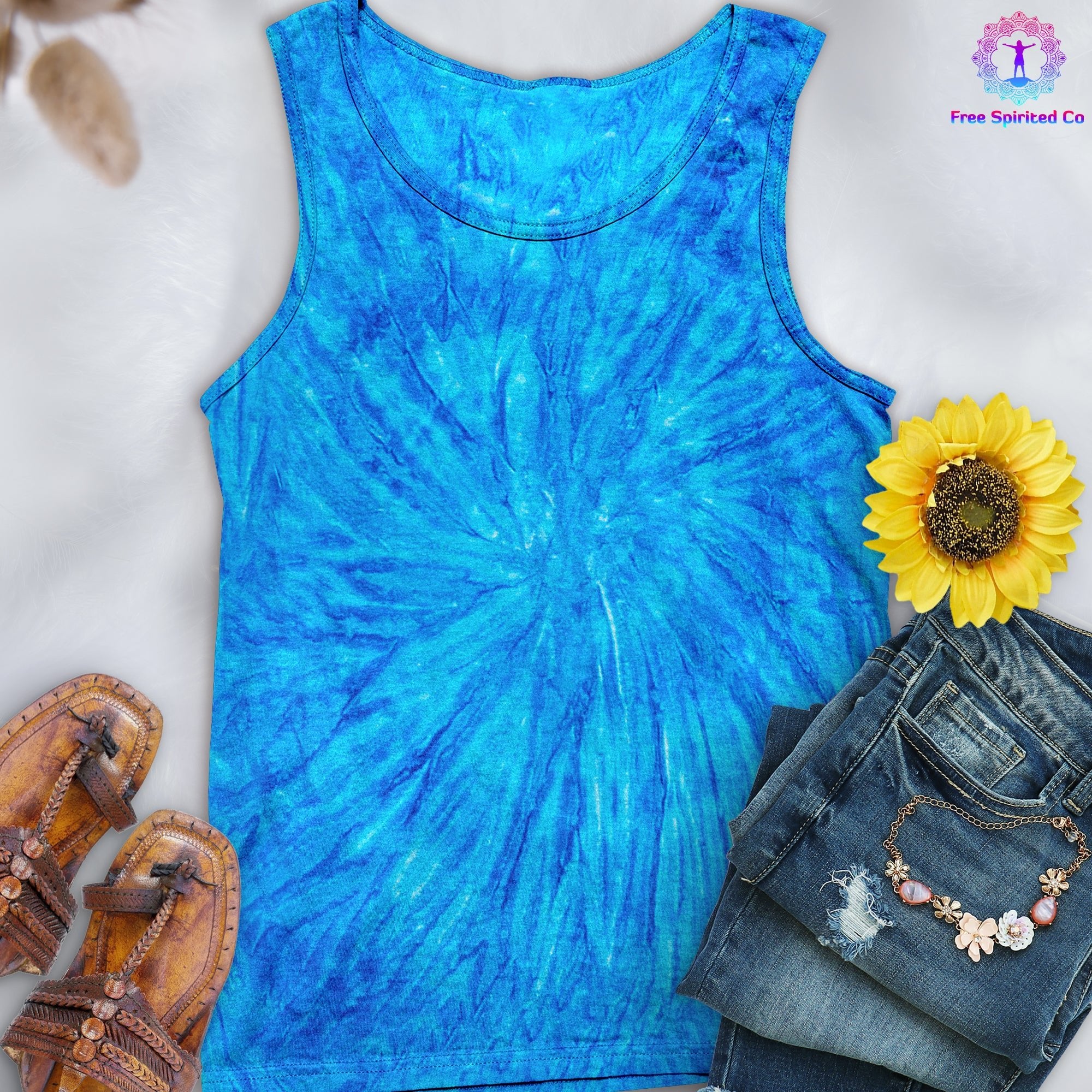 Neon Blueberry Hand-Dyed Tank Top - Free Spirited