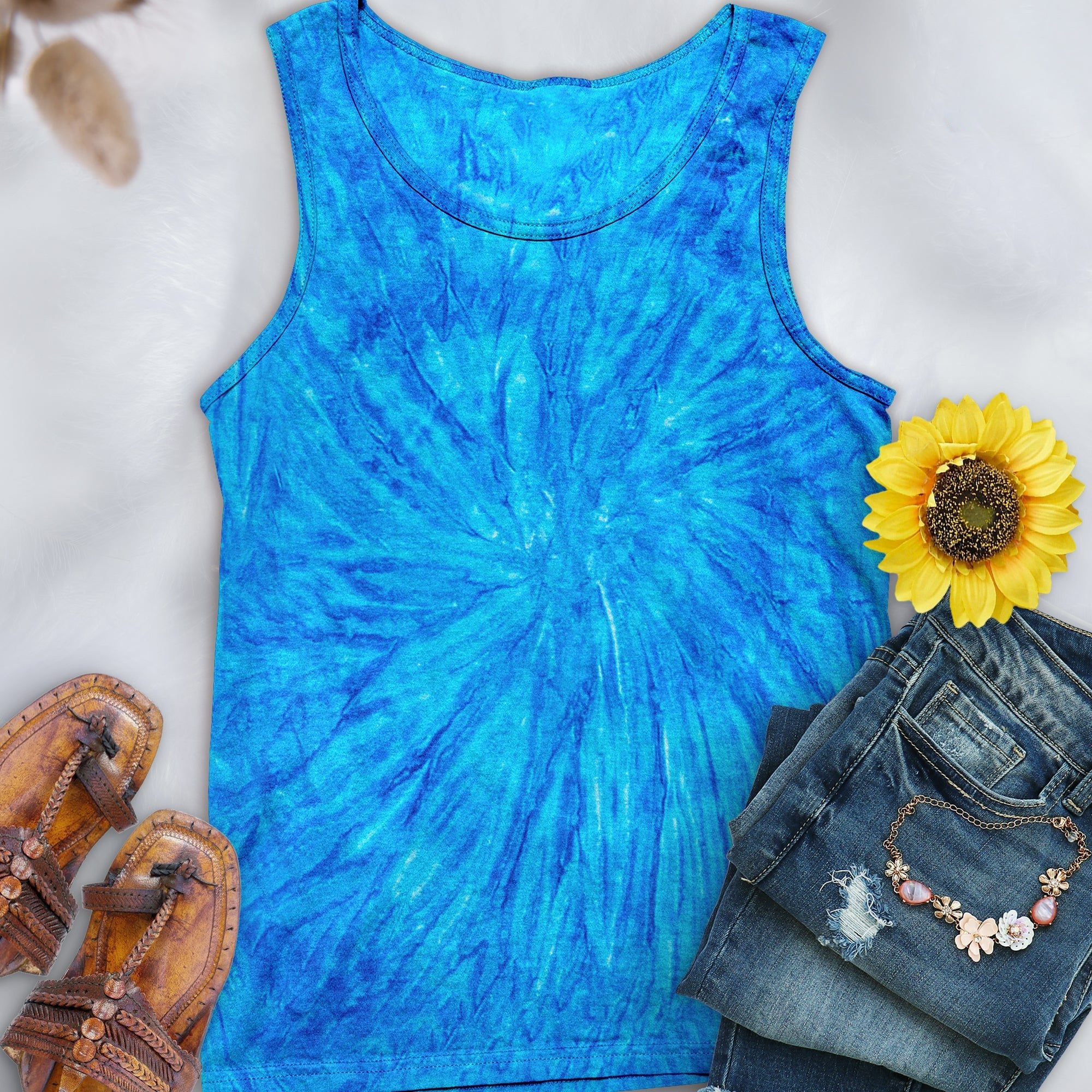 Neon Blueberry Hand-Dyed Tank Top - Free Spirited