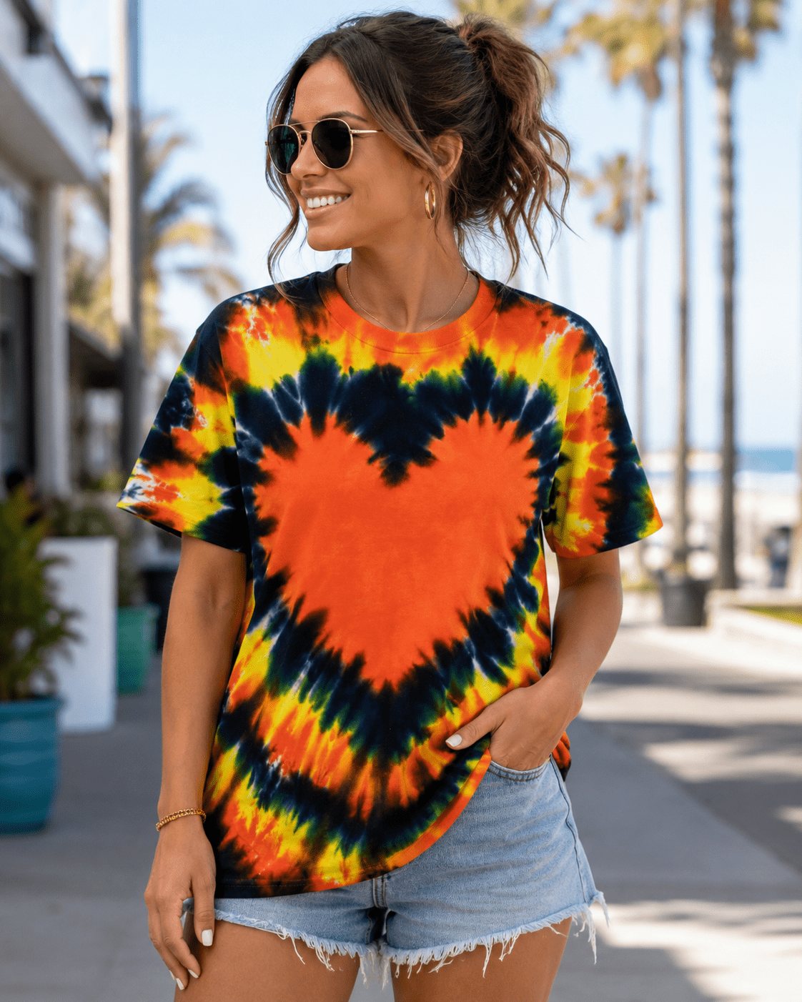 Orange Heart Hand-Dyed Comfort Shirt - Free Spirited