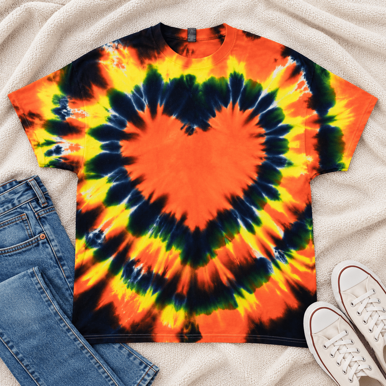 Orange Heart Hand-Dyed Comfort Shirt - Free Spirited