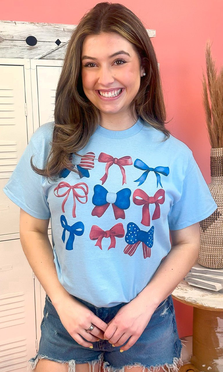 Patriotic Bows Graphic Shirt - Free Spirited