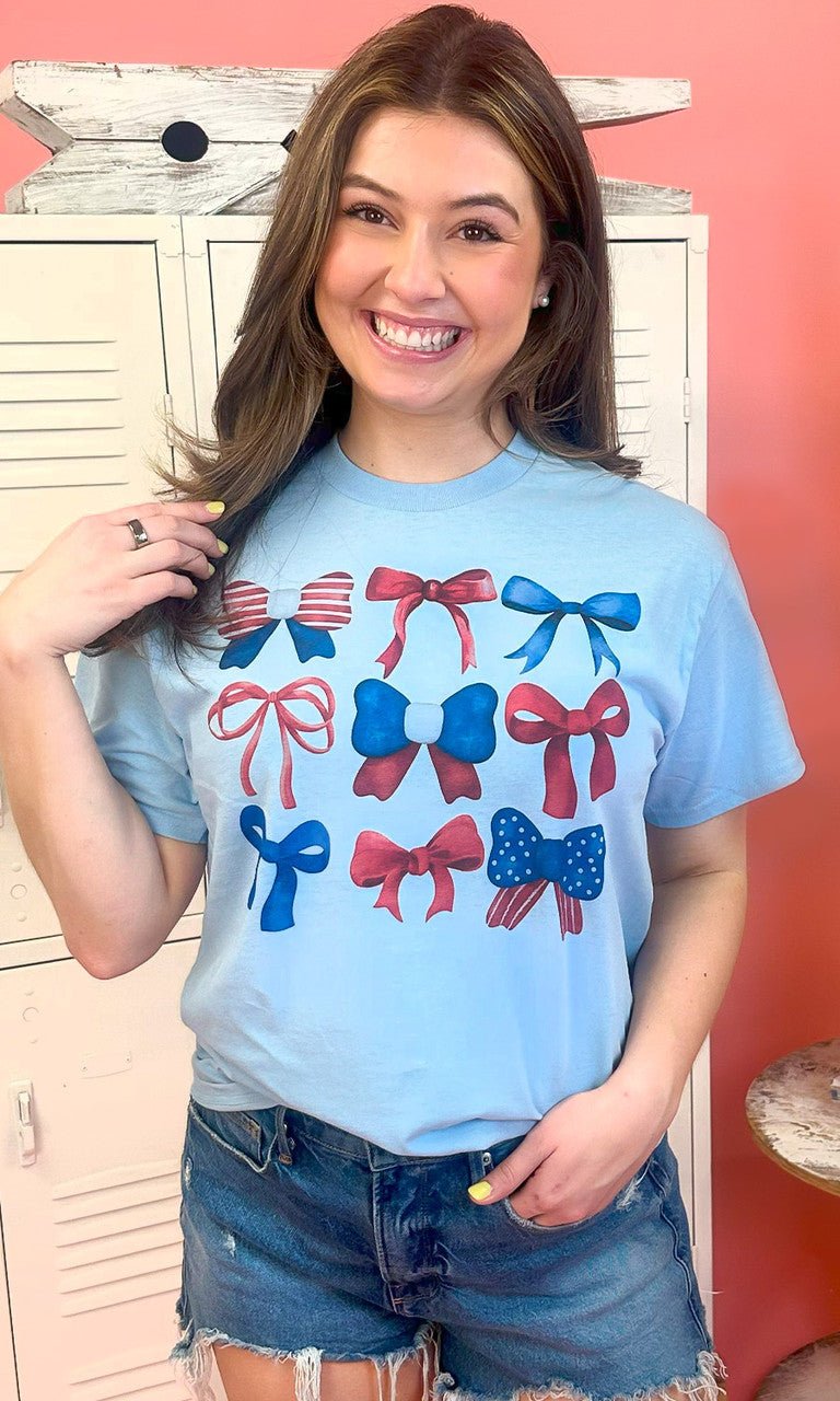 Patriotic Bows Graphic Shirt - Free Spirited