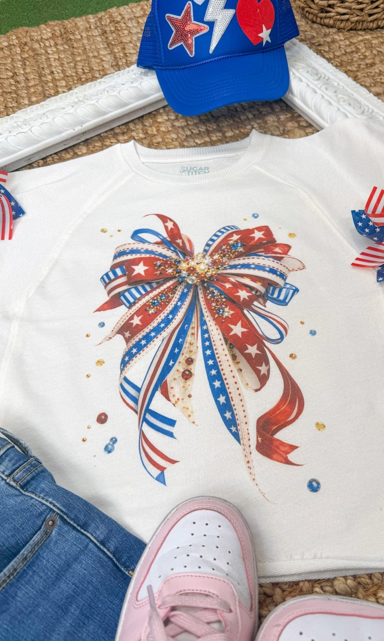 Patriotic Ribbon Bow Edgy Graphic Shirt - Free Spirited