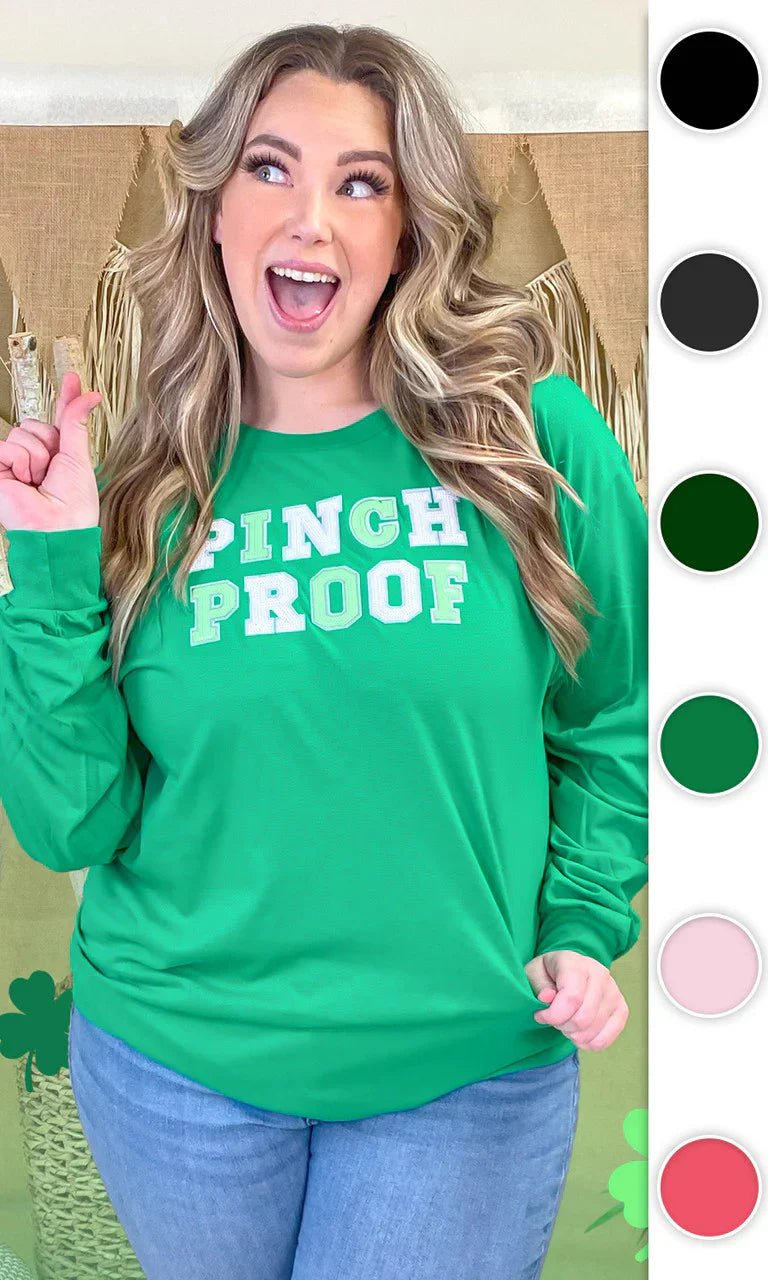 Pinch Proof St. Patricks Day Sequin Graphic Long Sleeve T-Shirt - Free Spirited