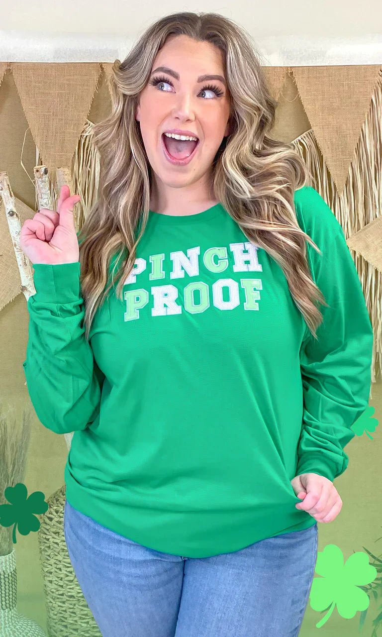 Pinch Proof St. Patricks Day Sequin Graphic Long Sleeve T-Shirt - Free Spirited