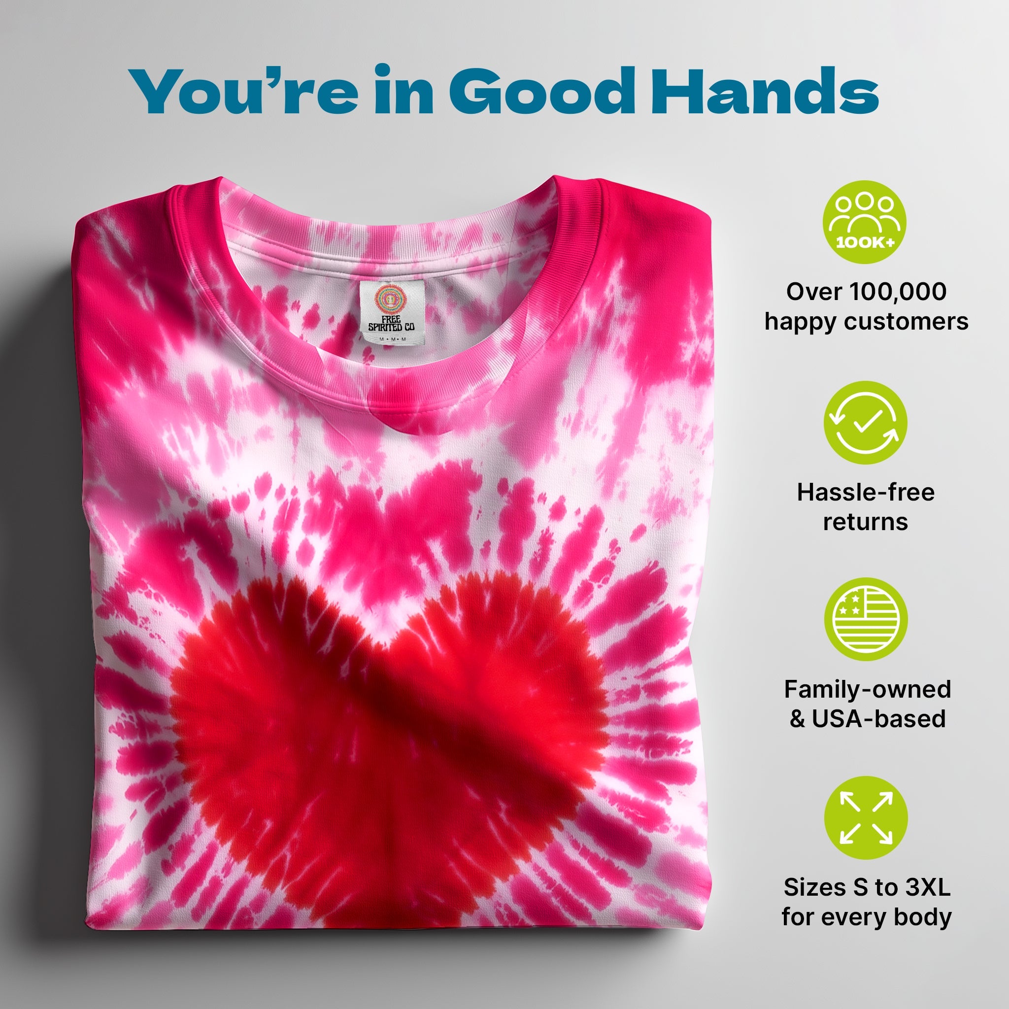Pink Heart Premium Hand - Dyed Comfort Shirt - Free Spirited