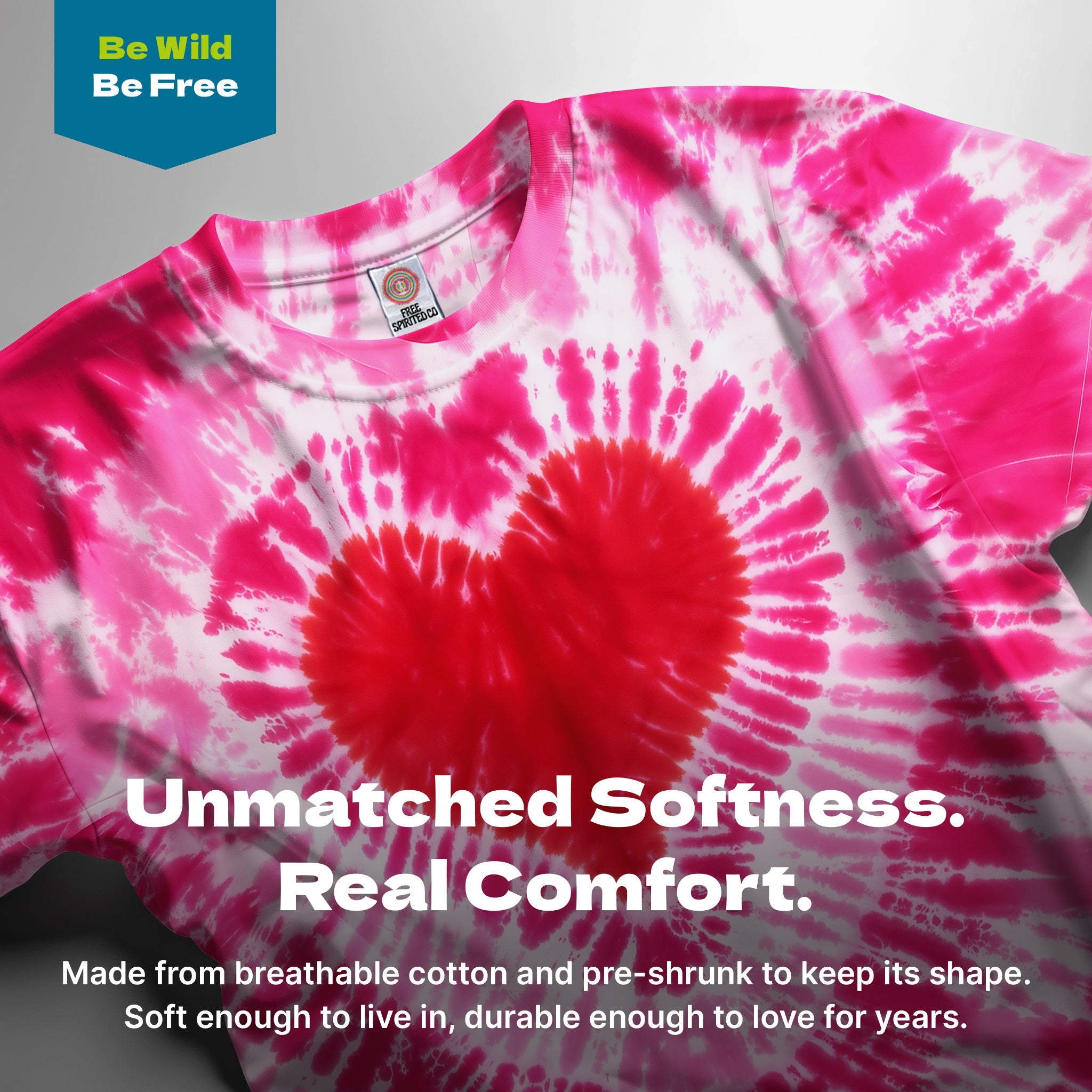 Pink Heart Premium Hand - Dyed Comfort Shirt - Free Spirited