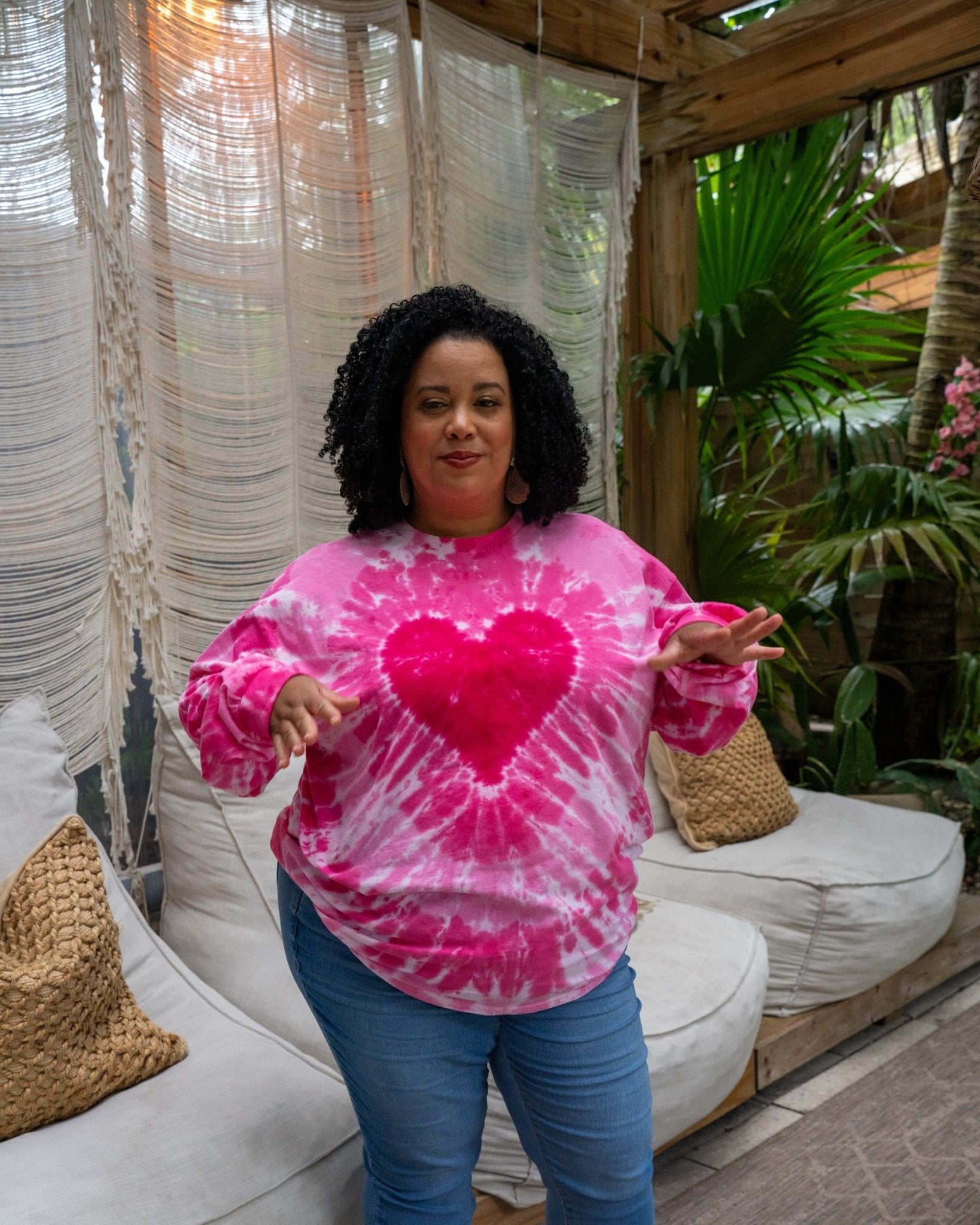 Pink Heart Hand Dyed Long Sleeve - Free Spirited