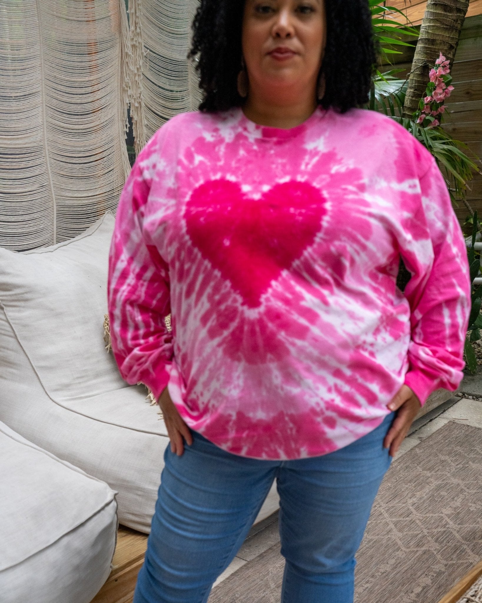 Pink Heart Hand Dyed Long Sleeve - Free Spirited