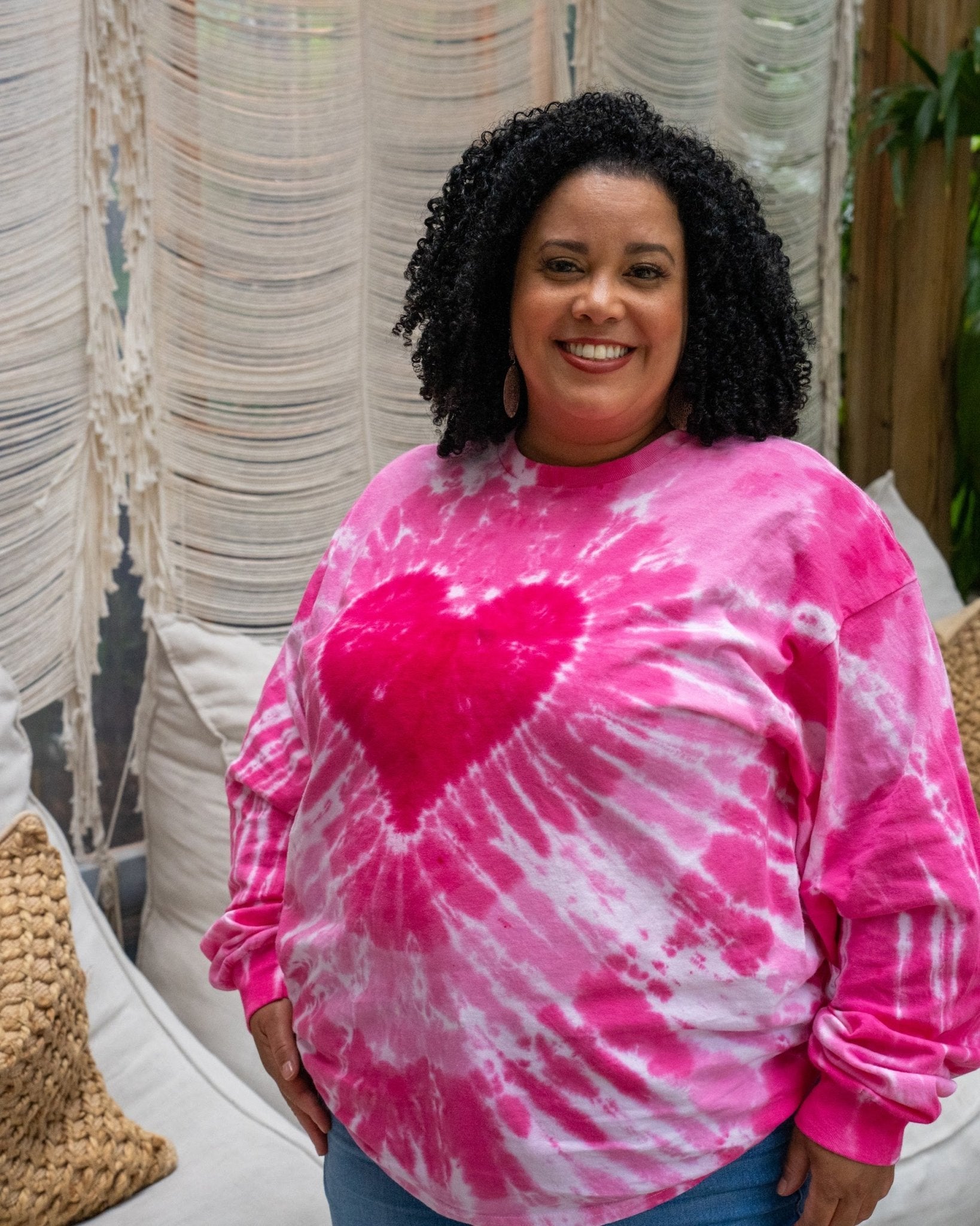 Pink Heart Hand Dyed Long Sleeve - Free Spirited