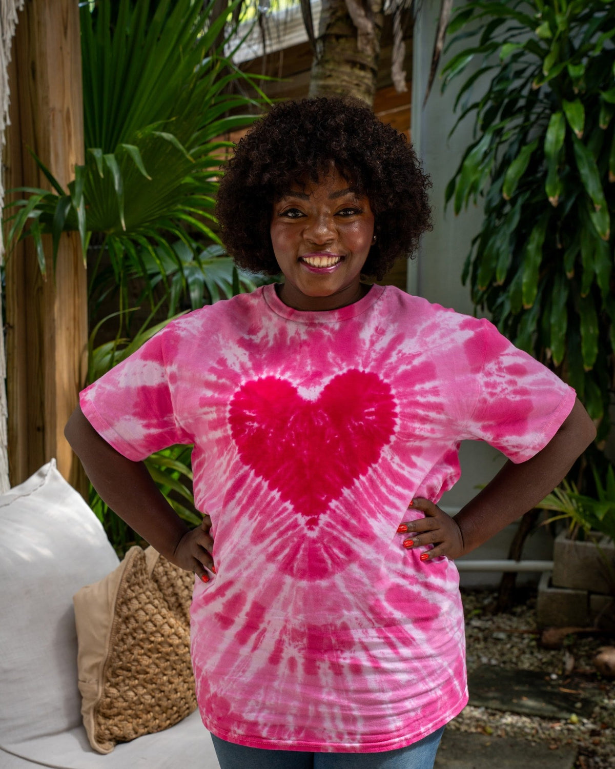 Pink Heart Premium Hand-Dyed Comfort Shirt - Free Spirited