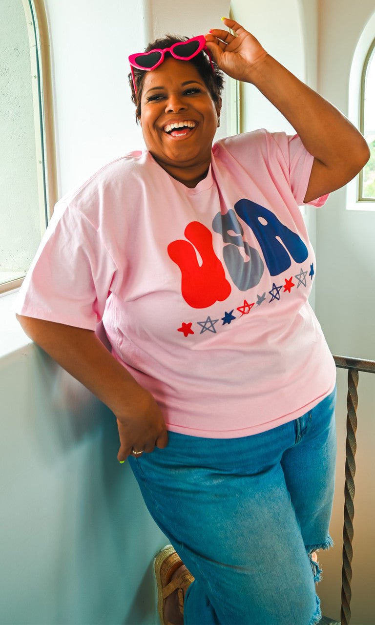 Pink USA Graphic T-Shirt - Free Spirited