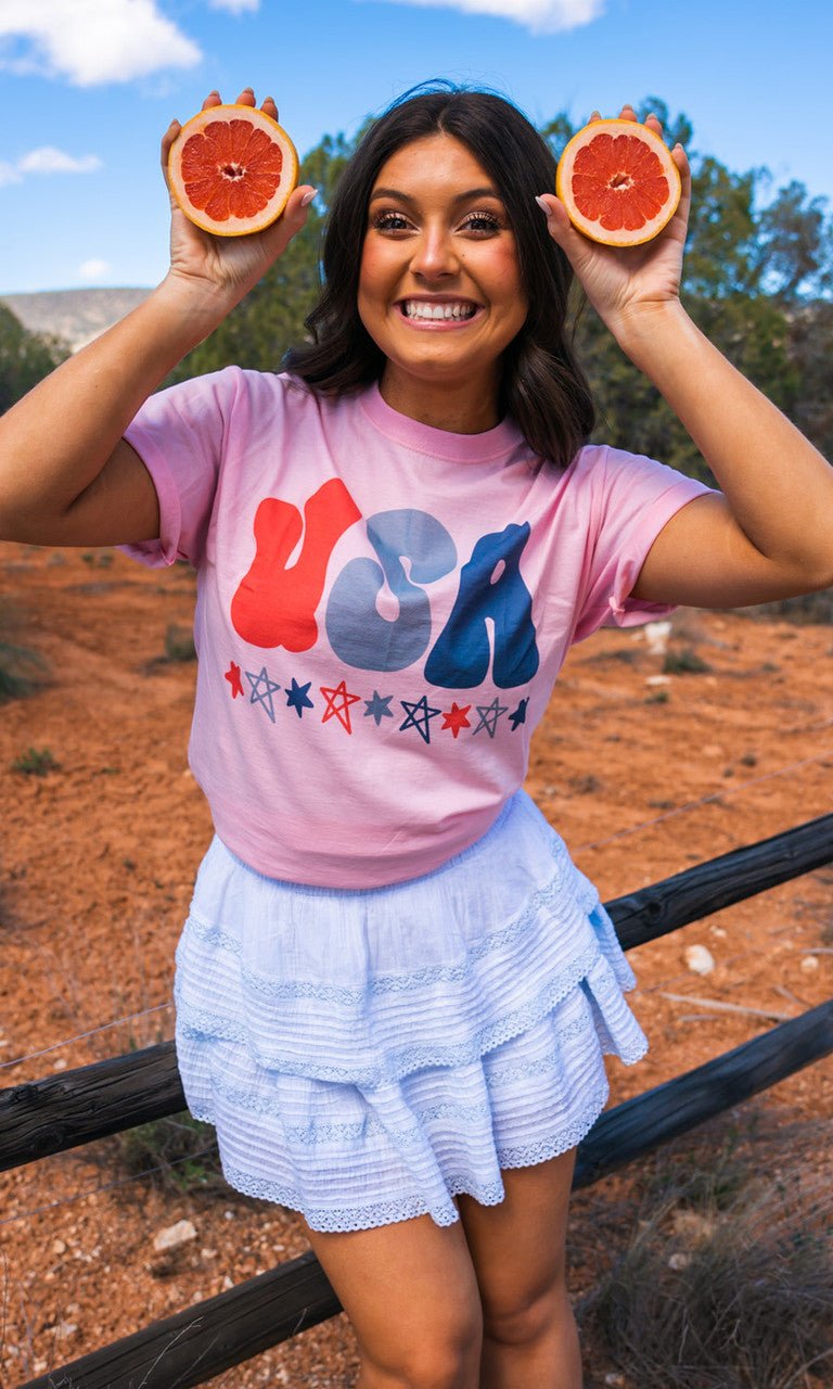 Pink USA Graphic T-Shirt - Free Spirited