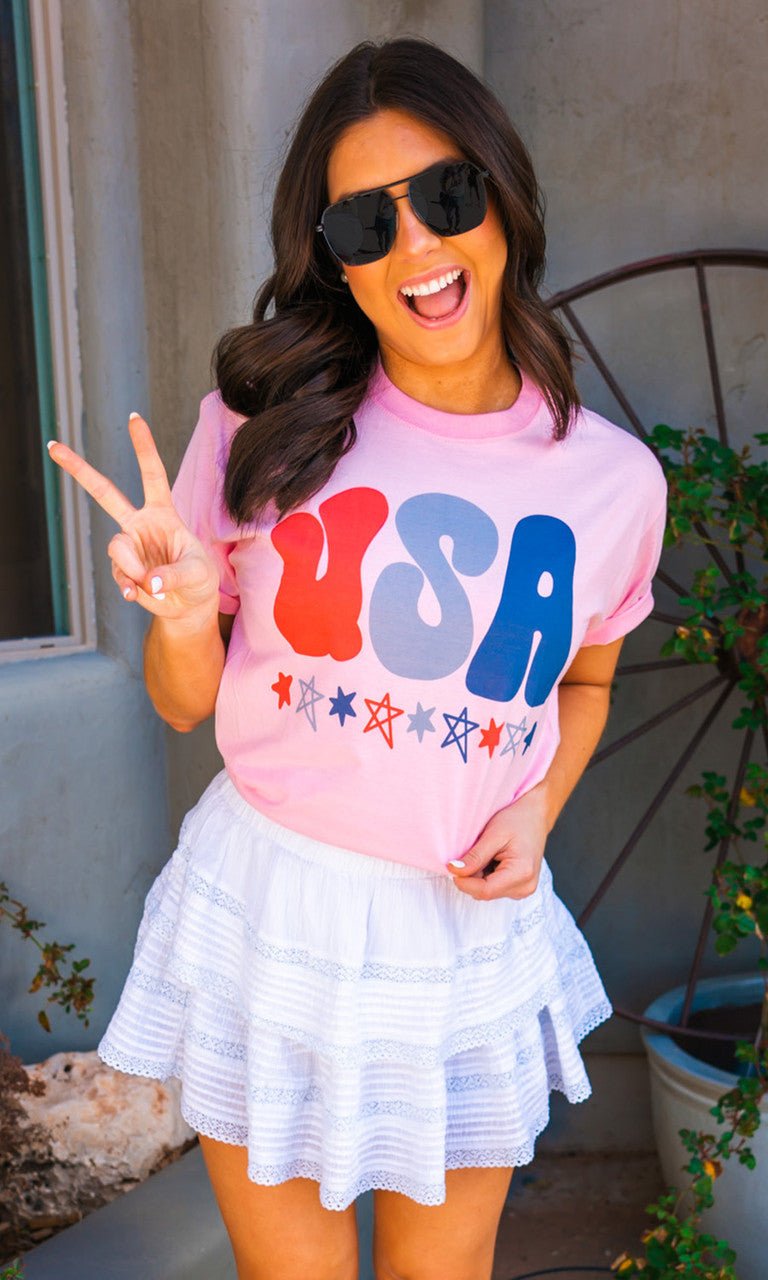 Pink USA Graphic T-Shirt - Free Spirited