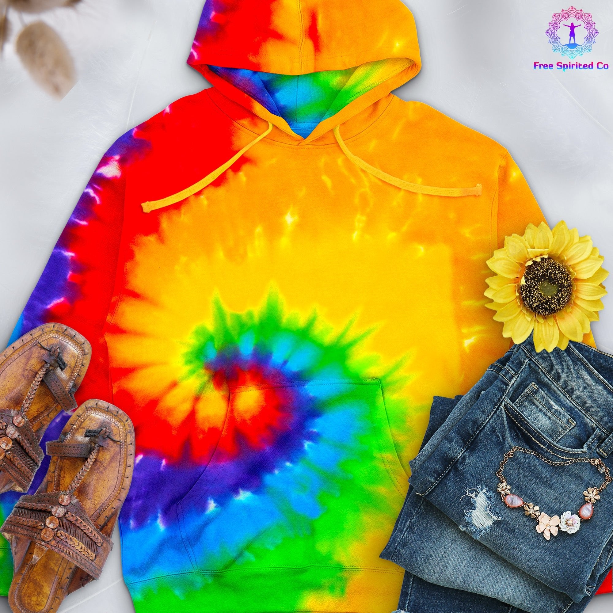 Prism Hand - Dyed Pullover Hoodie - Free Spirited