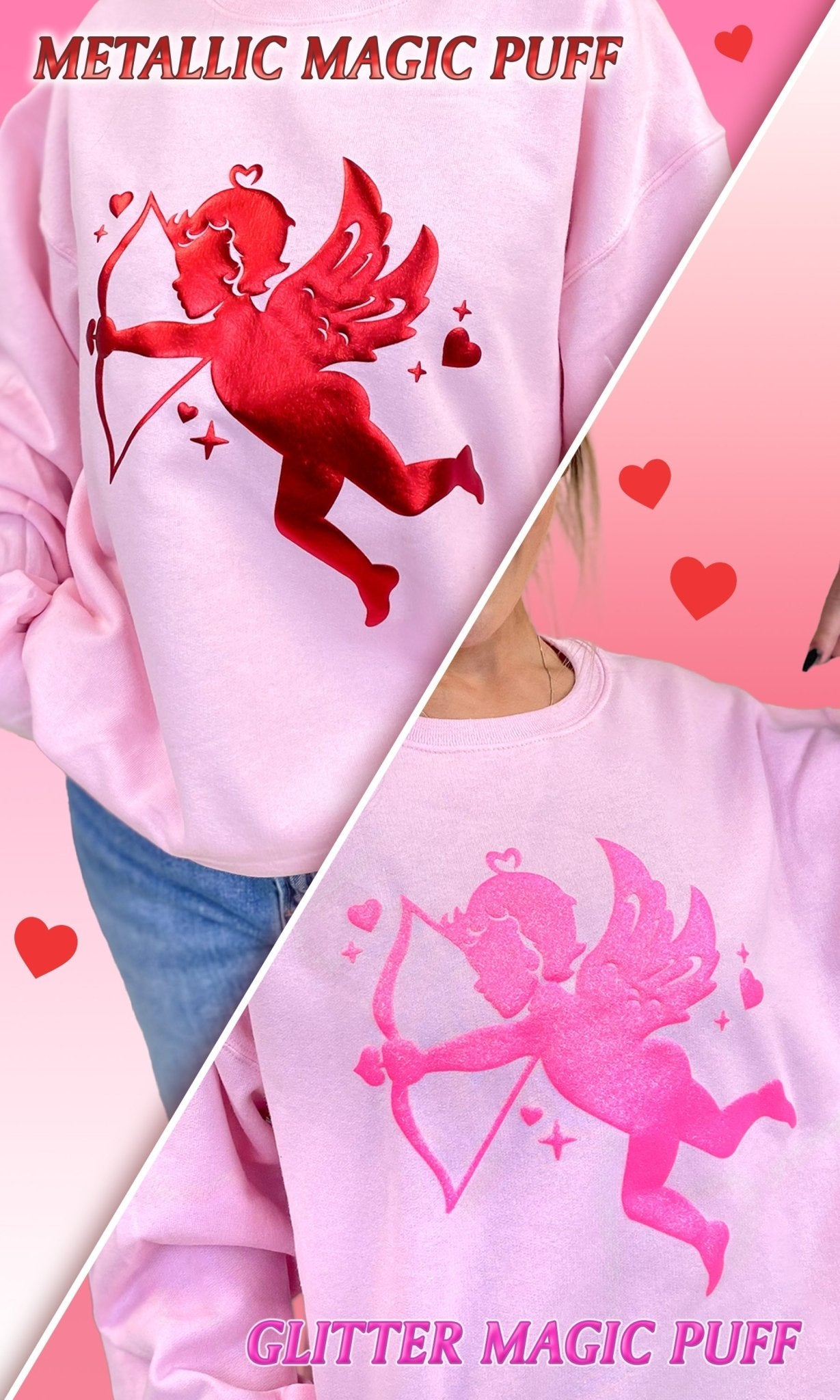 Puff Cupid Valentine Graphic Sweatshirt - Free Spirited