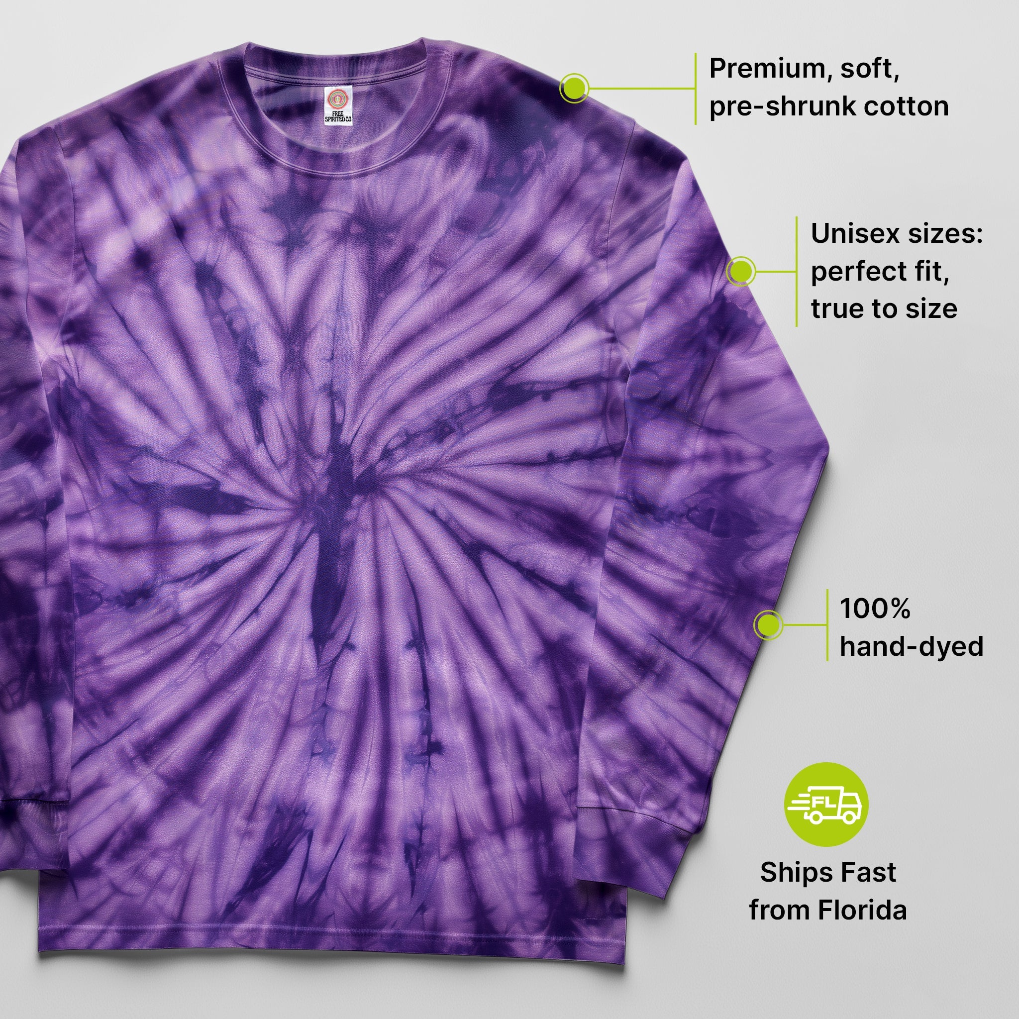Purple Spider Hand Dyed Long Sleeve - Free Spirited